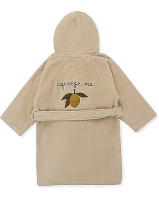 Konges Slojd Embroided Bathrobe - Lemon - Beige - 100% Organic Cotton Towels And Flannels