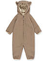 Konges Slojd Hooded Grizz Onesie - Oxford Tan - Oeko-Tex Certified Teddy Fabric Snowsuits