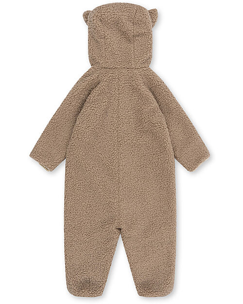 Konges Slojd Hooded Grizz Onesie - Oxford Tan - Oeko-Tex Certified Teddy Fabric Snowsuits