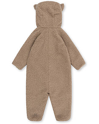 Konges Slojd Hooded Grizz Onesie - Oxford Tan - Oeko-Tex Certified Teddy Fabric Snowsuits