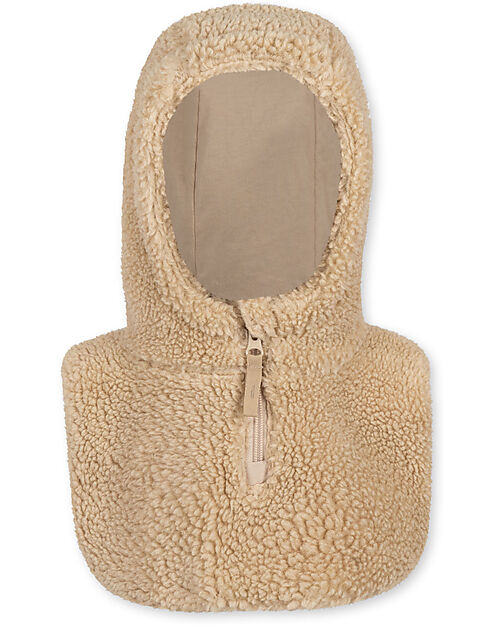 Konges Slojd Hooded Neckwarmer - Oxford Tan - Oeko-Tex Certified Soft Teddy Fabric Scarves