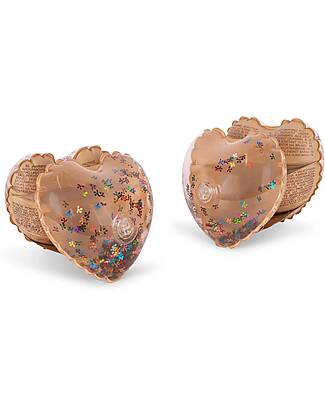 Konges Slojd Inflatable Armrests Heart - Multi Cherry Blush Transparent - Suitable from 3 to 6 Years - PVC Beach Toys