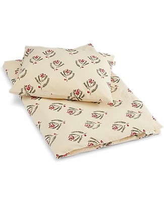 Konges Slojd Junior Bedding - Christmas Vintage Flower - 140 x 100 cm - 100% Organic Cotton Duvet Sets