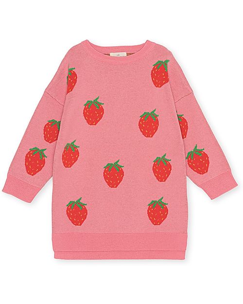 Konges Slojd Lapis Dress - Strawberry Pink - Organic Cotton and Merino Wool Dresses_