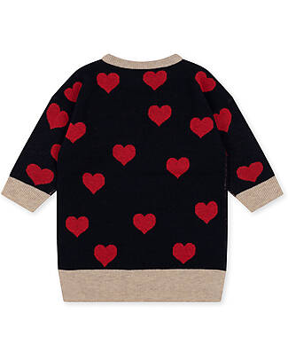 Konges Slojd Lapis Knit Dress - Navy Heart - 100% Organic Cotton GOTS Dresses_