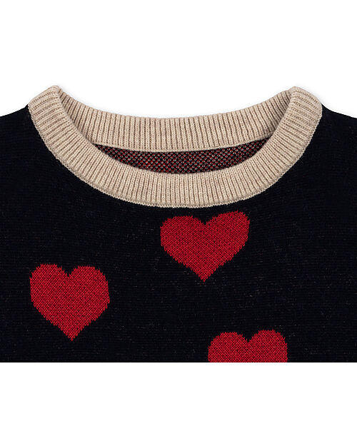 Konges Slojd Lapis Knit Dress - Navy Heart - 100% Organic Cotton GOTS Dresses_