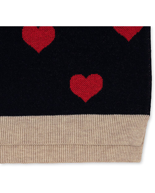 Konges Slojd Lapis Knit Dress - Navy Heart - 100% Organic Cotton GOTS Dresses_