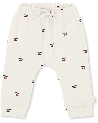 Konges Slojd Long Pants with Drawstring - Cherry - Elasticated Organic Cotton Trousers