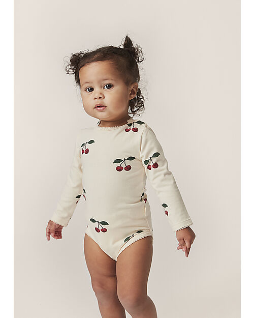 Konges Slojd Long Sleeved Bodysuit - Ma Grande Cerise - Organic Cotton GOTS Long Sleeves Bodies