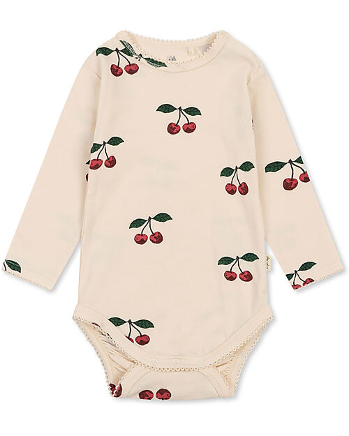 Konges Slojd Long Sleeved Bodysuit - Ma Grande Cerise - Organic Cotton GOTS Long Sleeves Bodies