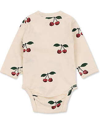Konges Slojd Long Sleeved Newborn Bodysuit - Ma Grande Cerise - Organic Cotton GOTS Long Sleeves Bodies