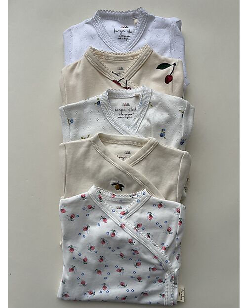 Konges Slojd Long Sleeved Newborn Bodysuit - Ma Grande Cerise - Organic Cotton GOTS Long Sleeves Bodies