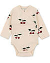 Konges Slojd Long Sleeved Newborn Bodysuit - Ma Grande Cerise - Organic Cotton GOTS Long Sleeves Bodies