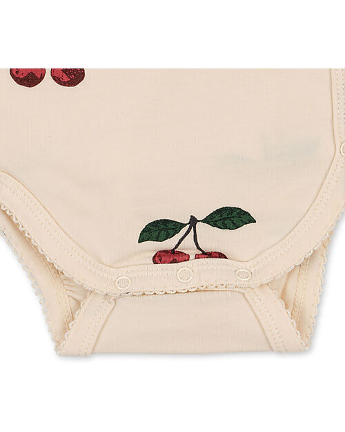 Konges Slojd Long Sleeved Newborn Bodysuit - Ma Grande Cerise - Organic Cotton GOTS Long Sleeves Bodies