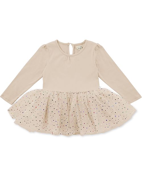 Konges Slojd Long Sleeves Fairy Ballerina Dress - Multi Pink Stars - Flared Dresses_