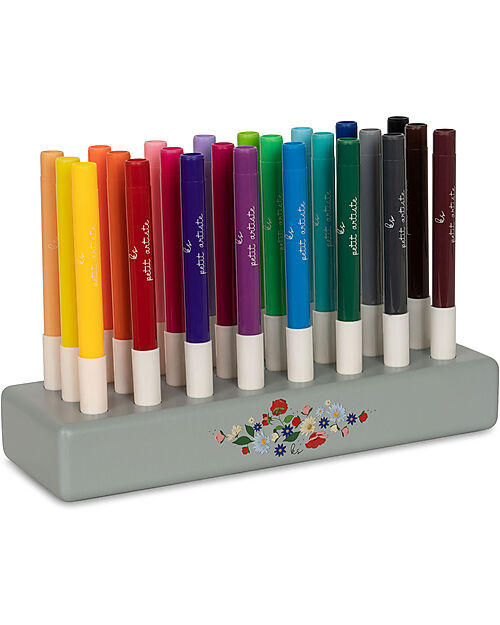 Konges Slojd Markers in FSC wooden block - 24 pieces Draw And Color