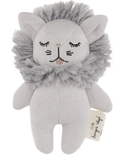 Konges Slojd Mini Lion Knit Soft Toy with Rattle - 16 cm - 100