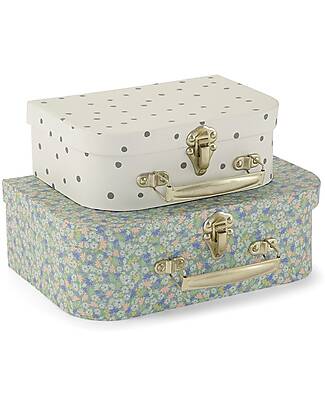 Konges Slojd OUTLET - 2 Pack Luggage -Grey dot-Midsummer - FSC Paper - Showroom Piece Suitcases for Games