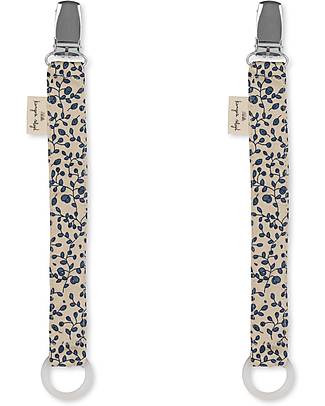 Konges Slojd Pacifier Strap Blossom Blue - Organic Cotton - Pack of 2 Dummies & Soothers