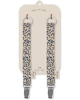 Konges Slojd Pacifier Strap Blossom Blue - Organic Cotton - Pack of 2 Dummies & Soothers