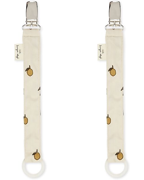 Konges Slojd Pacifier Strap Lemon - Organic Cotton - Pack of 2 Pacifier Chains