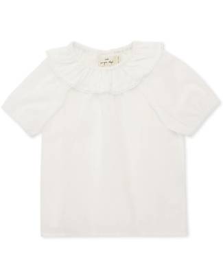 Konges Slojd Puff Short Sleeves and Ruffle Collar T-Shirt - White T-shirts