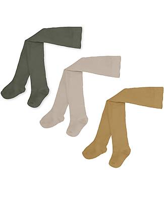 Konges Slojd Rib Tights pack of 3 - Milk Honey Basil - Organic Cotton Tights