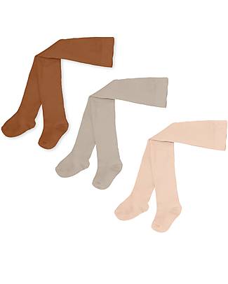 Konges Slojd Rib Tights pack of 3 - Sun Leather Milk - Organic Cotton Tights