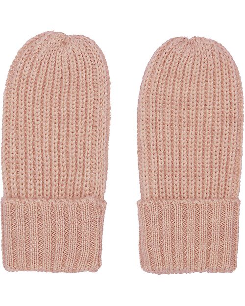 Konges Slojd Ribbed Muffles - Pink - 100% Merino Wool Gloves