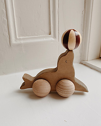 Konges Slojd Rolling Sea Lion - 100% FSC Wood Wooden Push & Pull Toys