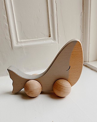 Konges Slojd Rolling Whale - 100% FSC Wood Pull Toys