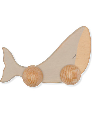 Konges Slojd Rolling Whale - 100% FSC Wood Pull Toys