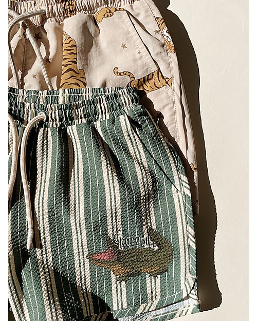 Konges Slojd Seer Asnou Shorts - Pasture Stripes - with tie at the waist Swimming Trunks