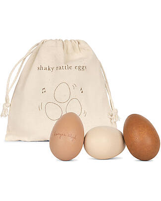Konges Slojd Set 3 Rattle Eggs - Beech Wood - Little Musical Instruments! Wooden Rattles