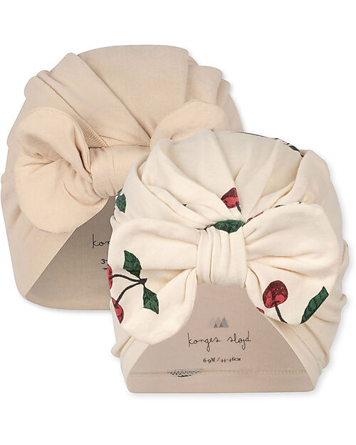 Konges Slojd Set of 2 Bambi Bonnet - Ma Grande Cerise Nouvelle Peach - Organic Cotton GOTS Newborn Hats