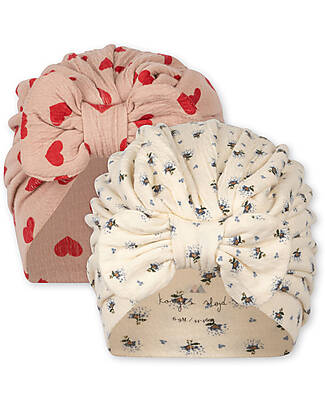 Konges Slojd Set of 2 Bambi Bunnet - Coeur Mahogany Point Blue Butter - Organic Cotton GOTS Newborn Hats