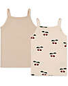 Konges Slojd Set of 2 Strap Top - Ma Grande Cerise Nouvelle Peach - Organic Cotton GOTS Vests