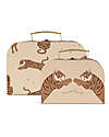 Konges Slojd Set of 2 Suitcases - Tiger - Sand - Made of Cardboard with Metal Handle Suitcases for Games