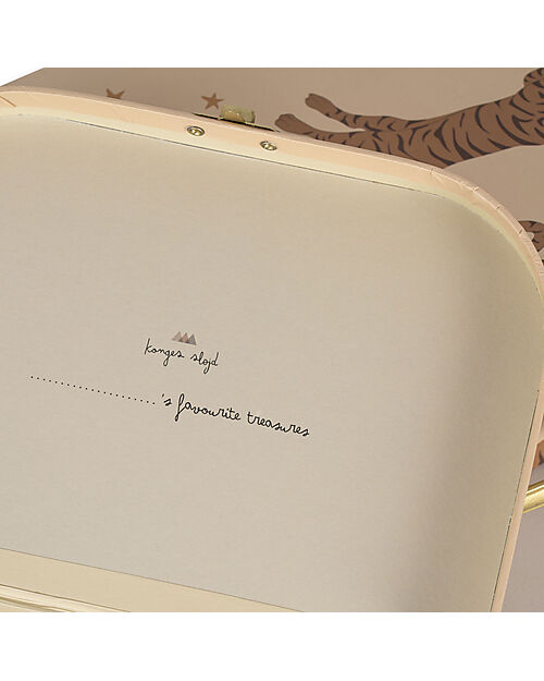 Konges Slojd Set of 2 Suitcases - Tiger - Sand - Made of Cardboard with Metal Handle Suitcases for Games