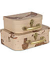 Konges Slojd Set of 2 Suitcases - Tiger - Sand - Made of Cardboard with Metal Handle Suitcases for Games