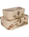 Konges Slojd Set of 2 Suitcases - Tiger - Sand - Made of Cardboard with Metal Handle Suitcases for Games