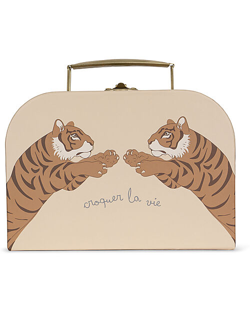 Konges Slojd Set of 2 Suitcases - Tiger - Sand - Made of Cardboard with Metal Handle Suitcases for Games