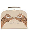 Konges Slojd Set of 2 Suitcases - Tiger - Sand - Made of Cardboard with Metal Handle Suitcases for Games