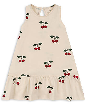 Konges Slojd Sleeveless Dress - Ruffles in the Skirt - Cherries -100% Organic Cotton Dresses_