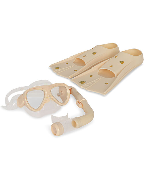 Konges Slojd Snorkeling Set - Mask, Fins, and Snorkel - Lemon - Suitable from 6 Years Beach Toys