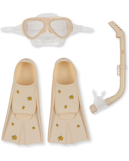Konges Slojd Snorkeling Set - Mask, Fins, and Snorkel - Lemon - Suitable from 6 Years Beach Toys