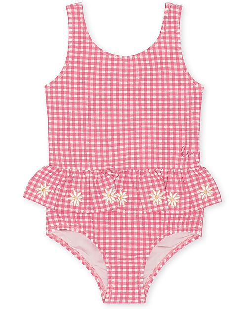 Konges Slojd Soline Swimsuit with Frill - Checkered/Pink - Recycled ...