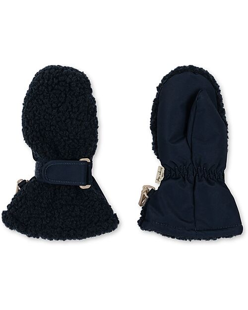 Konges Slojd Teddy Muffles with Snap Hook - Dark Blue - Nylon Gloves