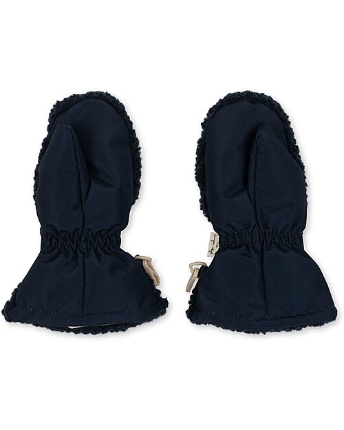Konges Slojd Teddy Muffles with Snap Hook - Dark Blue - Nylon Gloves