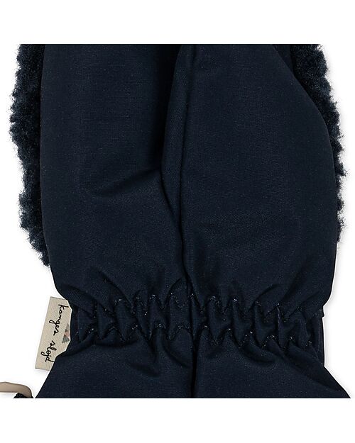 Konges Slojd Teddy Muffles with Snap Hook - Dark Blue - Nylon Gloves